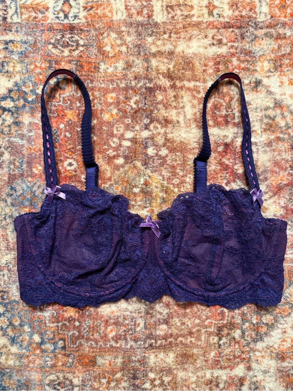 Adore Me Purple Lace Unlined Bra 34DD NWOT